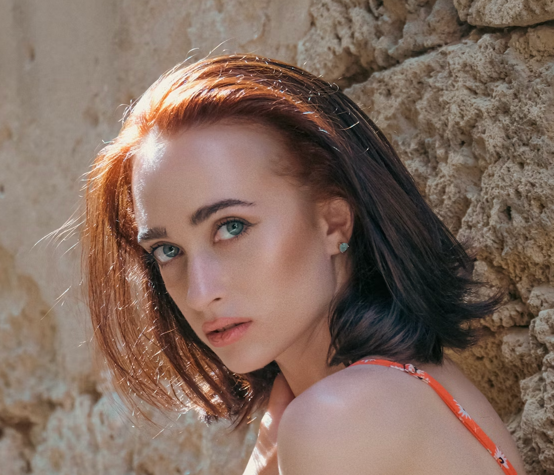 woman on a stone background